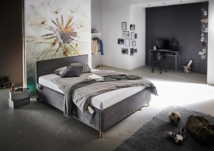 Meise EMOB Eenpersoonsbed Cool 120 x 200 cm Antraciet Gestoffeerde twijfelaarbedden Antraciet Stof Gestoffeerde twijfelaarbedden Twijfelaar (120 cm breed) Normaal bed Op voorraad - Foto 12