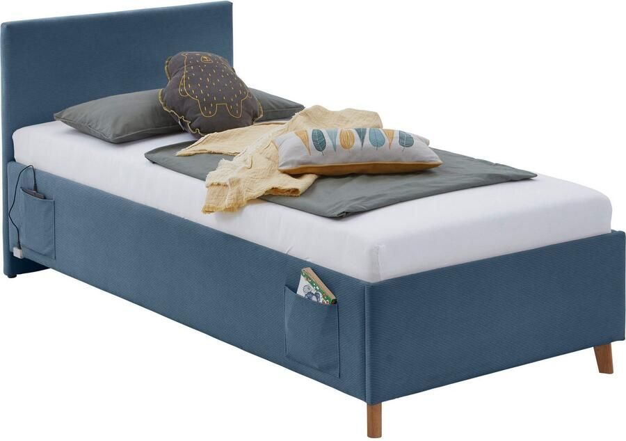 Meise.möbel Kinderledikant Blauw Bekleed bed naar keuze met bedkist tienerbed inclusief USB-aansluiting - Foto 7