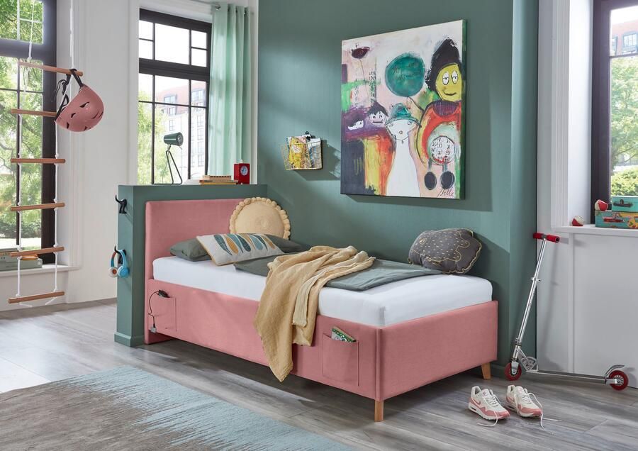 Meise.möbel Kinderledikant Blauw Bekleed bed naar keuze met bedkist tienerbed inclusief USB-aansluiting - Foto 8