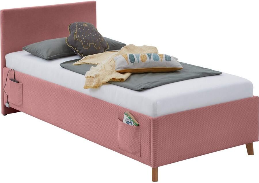 Meise.möbel Kinderledikant Blauw Bekleed bed naar keuze met bedkist tienerbed inclusief USB-aansluiting - Foto 5