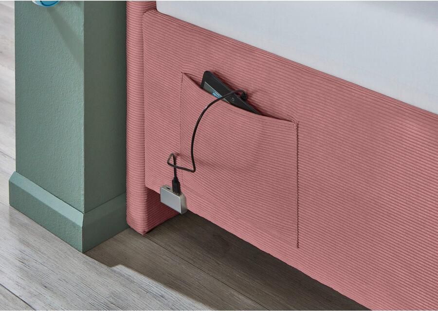 Meise.möbel Kinderledikant Blauw Bekleed bed naar keuze met bedkist tienerbed inclusief USB-aansluiting - Foto 2