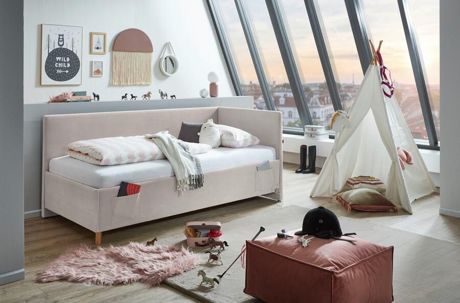 Meise Eenpersoonsbed Cool 90 x 200 cm Nata-design Gestoffeerde eenpersoonsbedden Beige Stof Gestoffeerde eenpersoonsbedden Eenpersoons Normaal bed - Foto 2