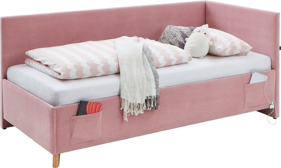 Meise EMOB Eenpersoonsbed Cool Met rugleuning 90 x 200 cm Roze design Gestoffeerde eenpersoonsbedden Roze Stof Gestoffeerde eenpersoonsbedden Eenpersoons Normaal bed Op voorraad - Foto 10