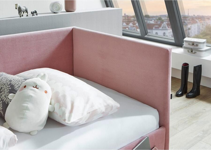 Meise EMOB Eenpersoonsbed Cool Met rugleuning 90 x 200 cm Roze design Gestoffeerde eenpersoonsbedden Roze Stof Gestoffeerde eenpersoonsbedden Eenpersoons Normaal bed Op voorraad - Foto 7