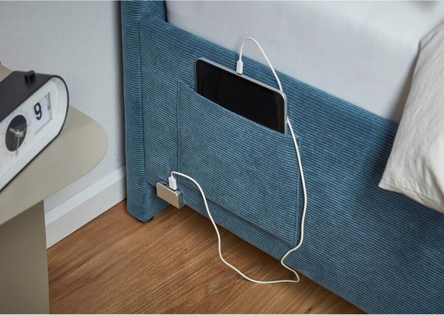 Meise EMOB Eenpersoonsbed Cool Met rugleuning 90 x 200 cm Blauw design Gestoffeerde eenpersoonsbedden Blauw Stof Gestoffeerde eenpersoonsbedden Eenpersoons Normaal bed Op voorraad - Foto 4