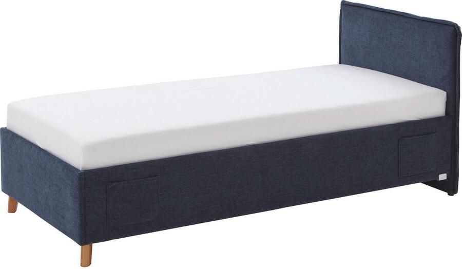 Meise Kofferbed Ollie 120 X 200 Cm Blauw Design Eenpersoons Gestoffeerd Bed Blauw Stof Twijfelaar (120 Cm Breed) Normaal Bed - Foto 10