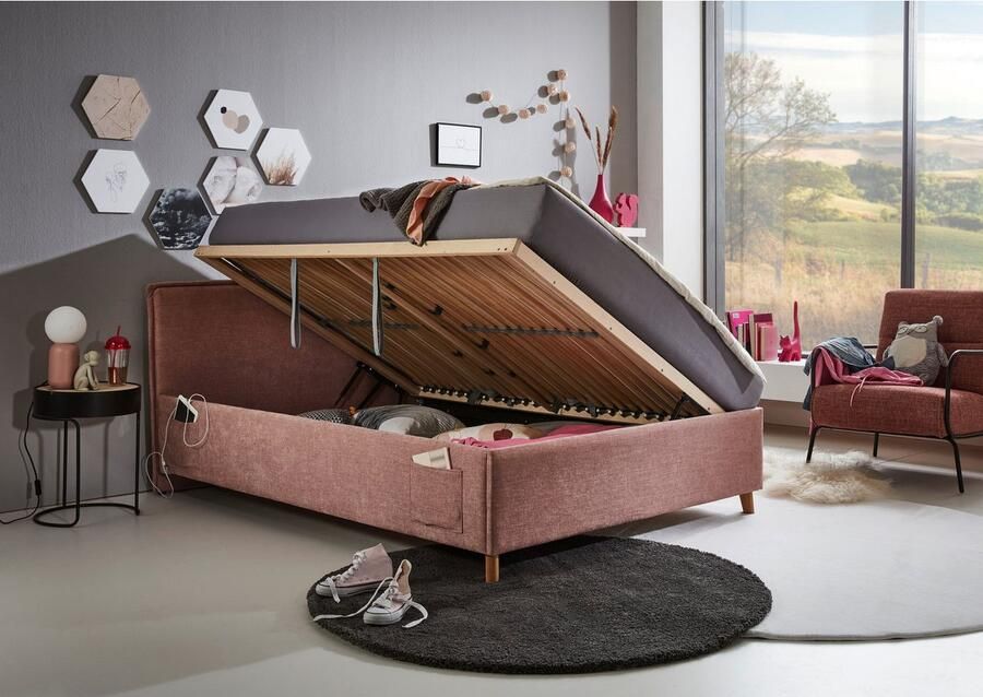 Meise.möbel Kinderledikant Fun Bekleed bed naar keuze met bedkist tienerbed inclusief USB-aansluiting - Foto 16