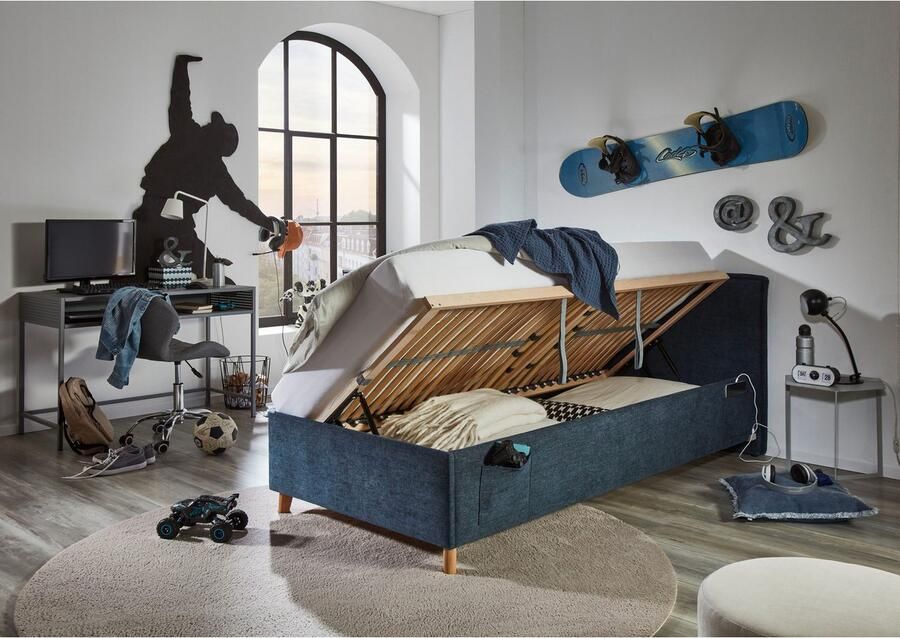 Meise.möbel Kinderledikant Fun Bekleed bed naar keuze met bedkist tienerbed inclusief USB-aansluiting - Foto 9