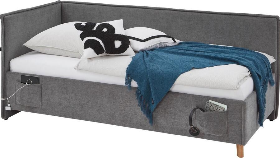 Meise Eenpersoonsbed Ollie Met rugleuning 120 x 200 cm Grijs design Gestoffeerde twijfelaarbedden Grijs Stof Gestoffeerde twijfelaarbedden Twijfelaar (120 cm breed) Normaal bed Op voorraad - Foto 12