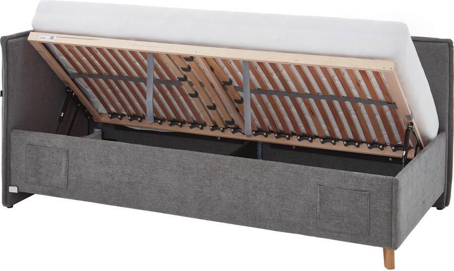 Meise Eenpersoonsbed Ollie Met rugleuning 120 x 200 cm Grijs design Gestoffeerde twijfelaarbedden Grijs Stof Gestoffeerde twijfelaarbedden Twijfelaar (120 cm breed) Normaal bed Op voorraad - Foto 10
