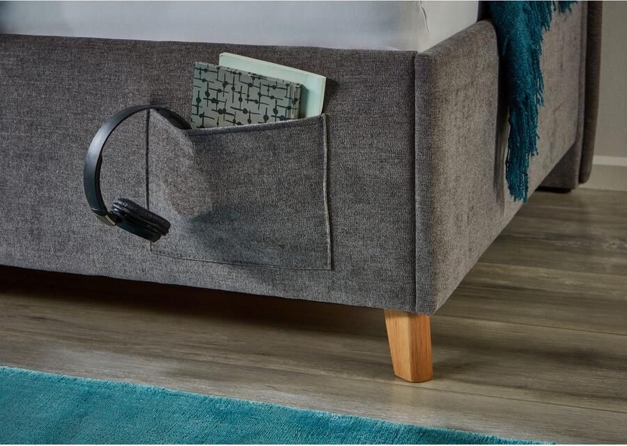 Meise Eenpersoonsbed Ollie Met rugleuning 120 x 200 cm Grijs design Gestoffeerde twijfelaarbedden Grijs Stof Gestoffeerde twijfelaarbedden Twijfelaar (120 cm breed) Normaal bed Op voorraad - Foto 7