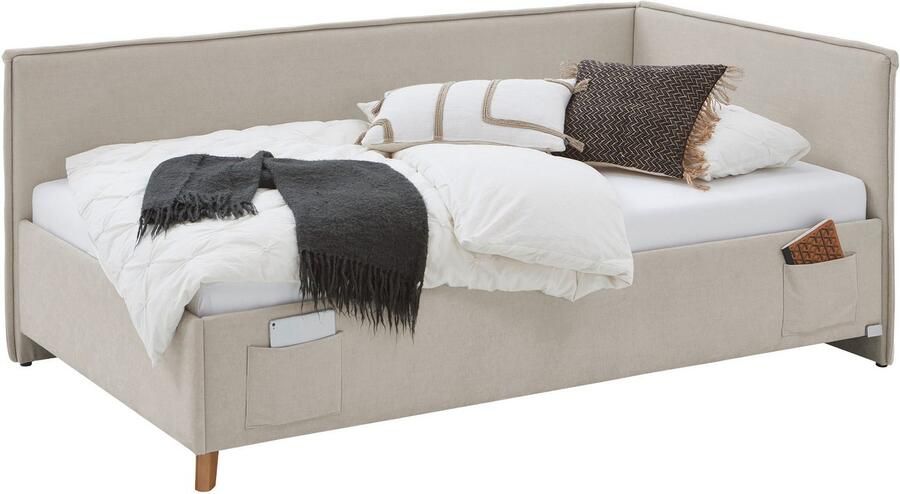 Meise EMOB Kofferbed Ollie Met rugleuning 90 x 200 cm Beigekleurig design Gestoffeerde eenpersoonsbedden Beige Stof Gestoffeerde eenpersoonsbedden Eenpersoons Normaal bed Op voorraad - Foto 13