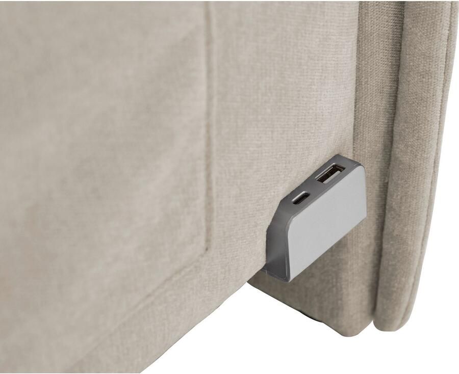 Meise EMOB Kofferbed Ollie Met rugleuning 90 x 200 cm Beigekleurig design Gestoffeerde eenpersoonsbedden Beige Stof Gestoffeerde eenpersoonsbedden Eenpersoons Normaal bed Op voorraad - Foto 4