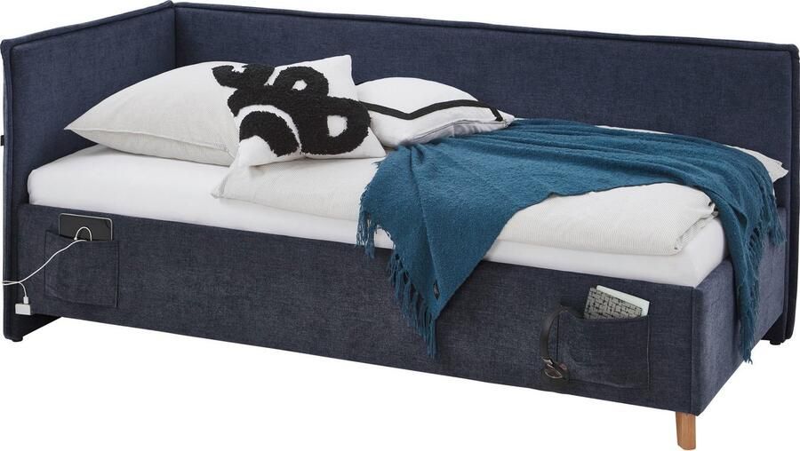 Meise EMOB Twijfelaar Ollie Met rugleuning 140 x 200 cm Donkerblauw design Gestoffeerde tweepersoonsbedden Blauw Stof Gestoffeerde tweepersoonsbedden Tweepersoons Normaal bed Op voorraad - Foto 7
