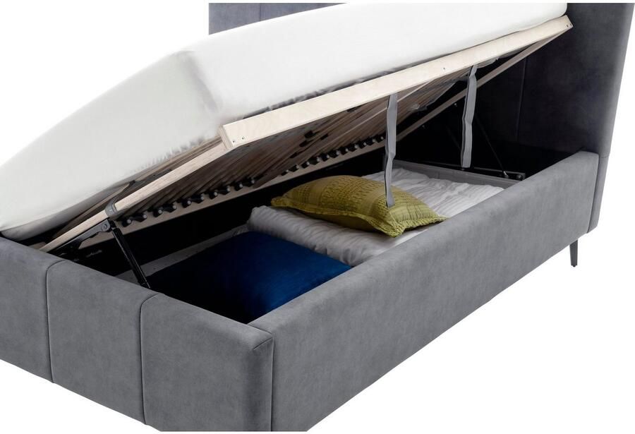 Meise EMOB Tweepersoonsbed Lizzie 180x200cm met opbergruimte antraciet Gestoffeerde tweepersoonsbedden Antraciet Polyester Gestoffeerde tweepersoonsbedden Tweepersoons Normaal bed Op voorraad - Foto 3
