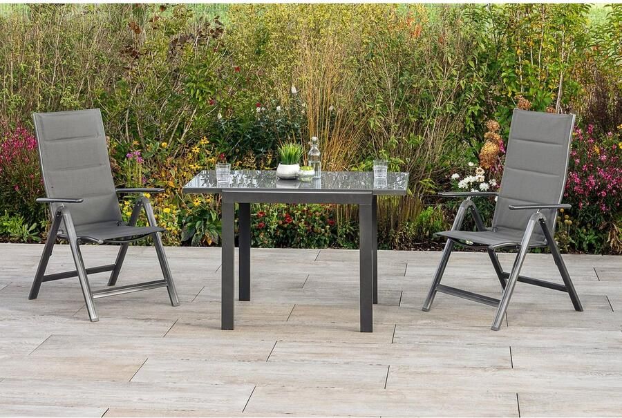 MERXX Balkonset Taviano 2 inklapbare stoelen 5-voudig verstelbaar uitschuifbare balkontafel (set 3-delig)