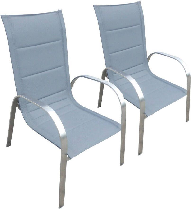 MERXX Tuinstoel Lucca set van 2 aluminium textiel stapelbaar (set 2 stuks)