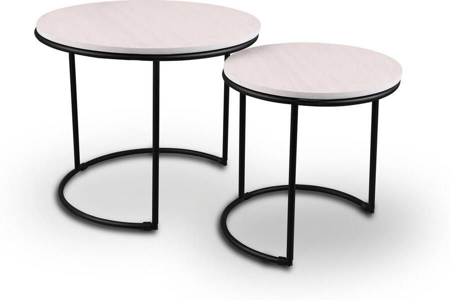 MIRRORS AND MORE Bijzettafel DOREEN Combinatie van hout en metaal (set) - Foto 2