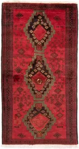 Morgenland Hoogpolige loper Belutsch medaillon rosso scuro 186 x 100 cm Handgeknoopt
