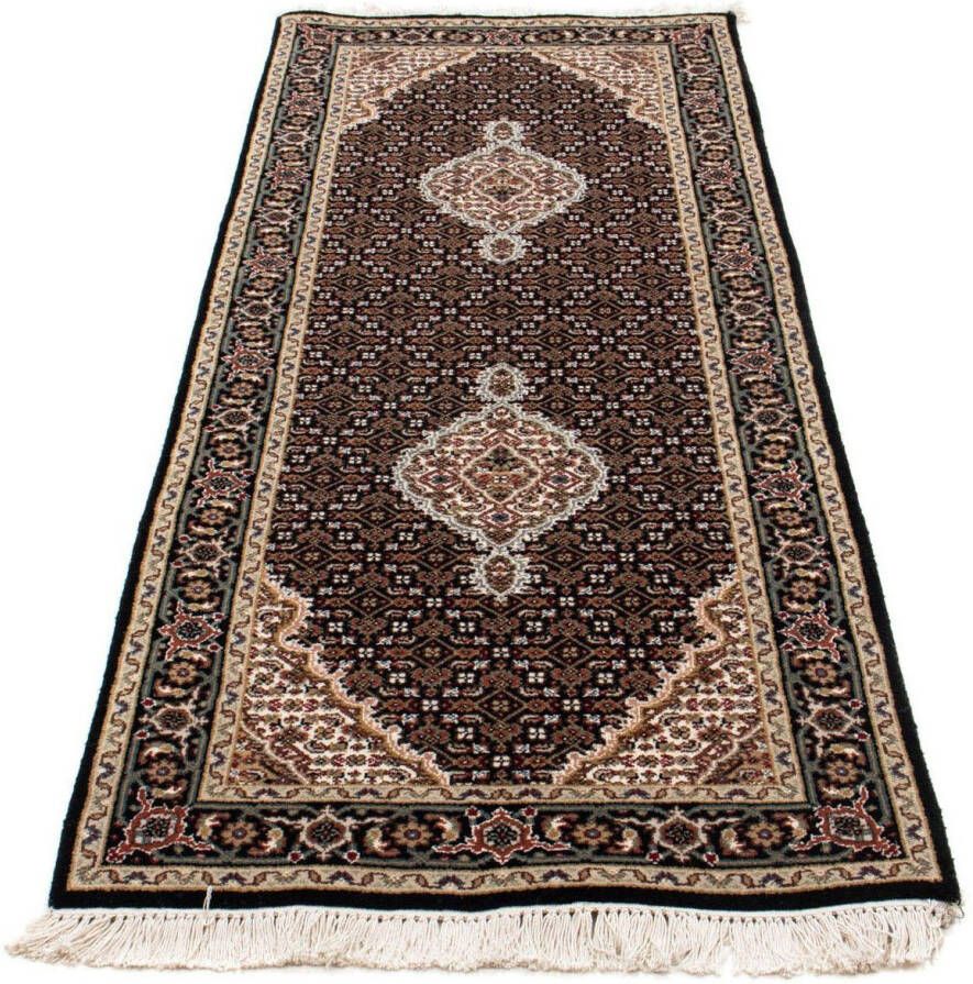 Morgenland Hoogpolige loper Tabriz medaillon Blu scuro 196 x 73 cm