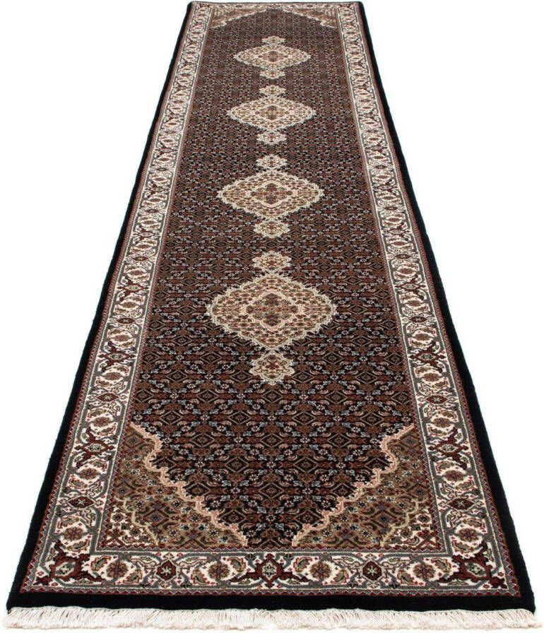 Morgenland Hoogpolige loper Tabriz medaillon Blu scuro 396 x 82 cm