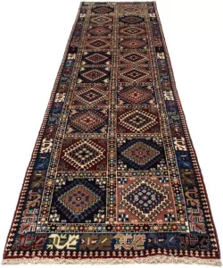 Morgenland Hoogpolige loper Yalameh medaillon rosso scuro 373 x 80 cm Uniek exemplaar met certificaat