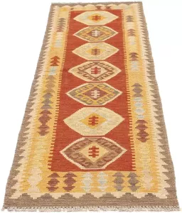 Morgenland Loper Kelim Maimene geheel gedessineerd 192 x 67 cm Omkeerbaar tapijt
