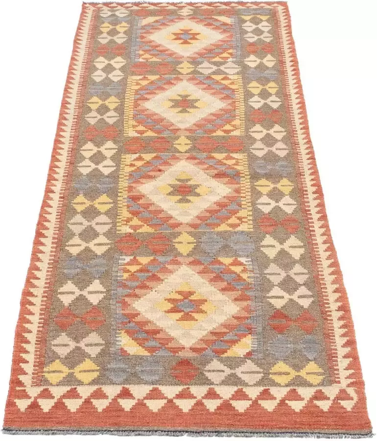 morgenland Loper Kelim Maimene geheel gedessineerd 196 x 63 cm Omkeerbaar tapijt