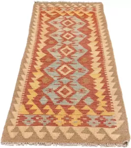 Morgenland Loper Kelim Maimene geheel gedessineerd 200 x 62 cm Omkeerbaar tapijt