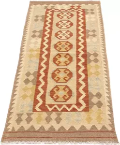 Morgenland Loper Kelim Maimene geheel gedessineerd 205 x 66 cm Omkeerbaar tapijt