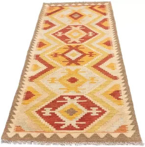 Morgenland Loper Kelim medaillon beige 197 x 70 cm Oriëntaalse look