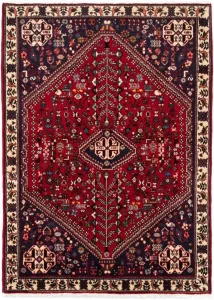 Morgenland Wollen kleed Abadeh medaillon rosso scuro 144 x 100 cm Handgeknoopt