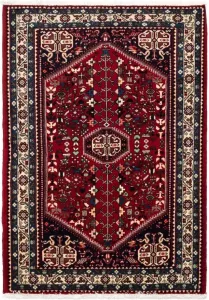 Morgenland Wollen kleed Abadeh medaillon rosso scuro 145 x 100 cm Handgeknoopt