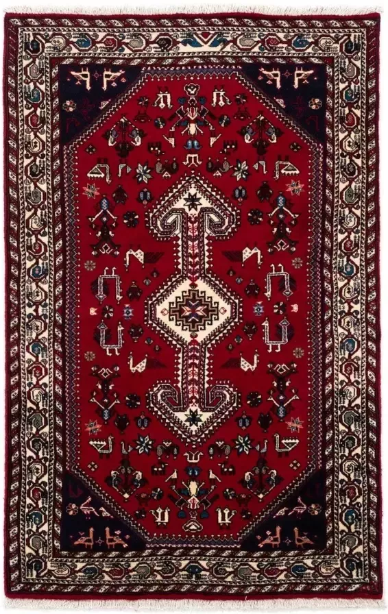morgenland Wollen kleed Abadeh medaillon rosso scuro 149 x 106 cm Handgeknoopt