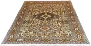 Morgenland Wollen kleed Ardebil vloerkleed met de hand geknoopt beige handgeknoopt