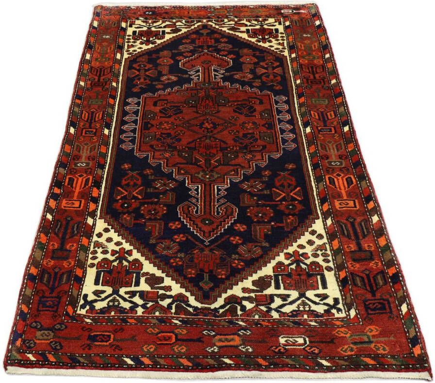 Morgenland Wollen kleed Hamadan medaillon nero 207 x 135 cm Handgeknoopt