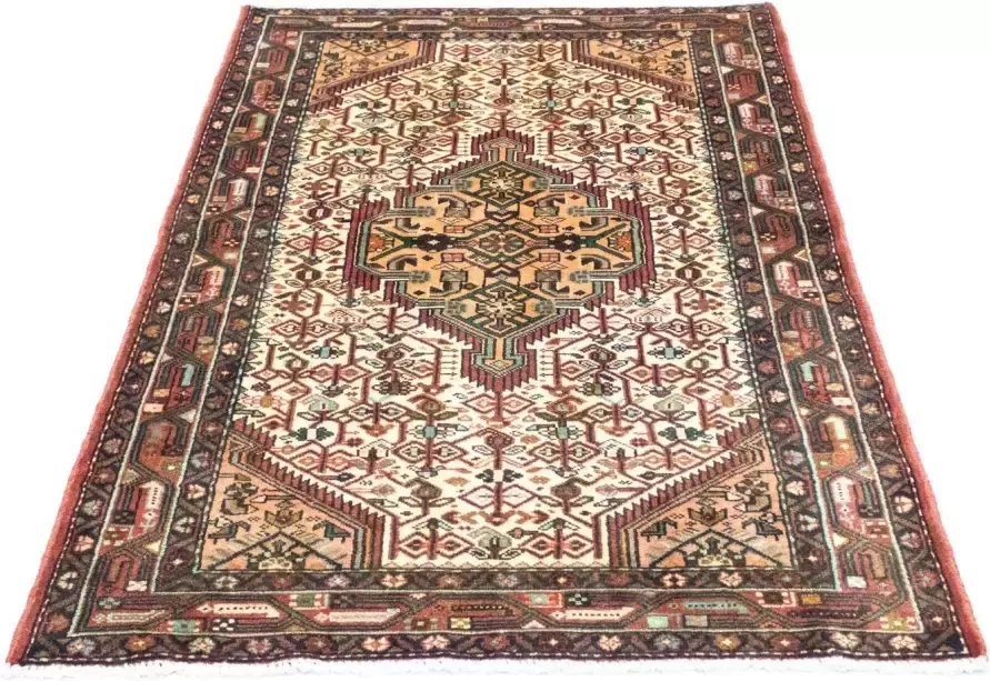 morgenland Wollen kleed Hamadan vloerkleed met de hand geknoopt beige handgeknoopt