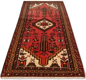 Morgenland Wollen kleed Hamadan vloerkleed met de hand geknoopt rood handgeknoopt