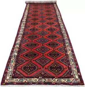Morgenland Wollen kleed Hamadan vloerkleed met de hand geknoopt rood handgeknoopt