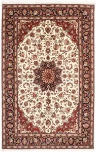Morgenland Wollen kleed Kasjmar medaillon beige 288 x 202 cm Uniek exemplaar met certificaat