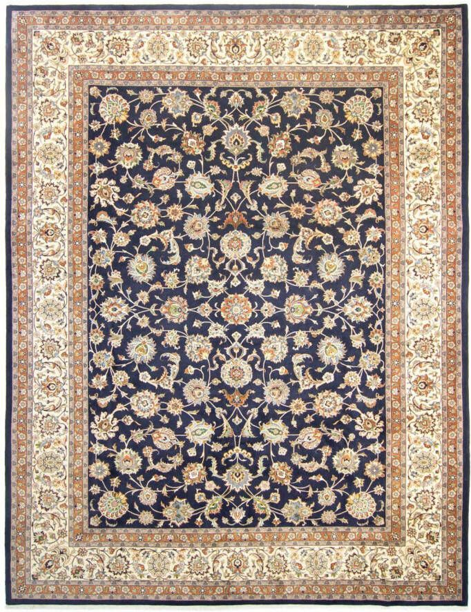 Morgenland Wollen kleed Maschad geheel gedessineerd blu scuro 389 x 300 cm