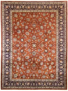 Morgenland Wollen kleed Maschad geheel gedessineerd ruggine 382 x 300 cm Uniek exemplaar met certificaat