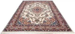 Morgenland Wollen kleed Maschad medaillon beige 300 x 195 cm Uniek exemplaar met certificaat