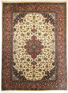 Morgenland Wollen kleed Maschad medaillon beige chiaro 346 x 250 cm Uniek exemplaar met certificaat