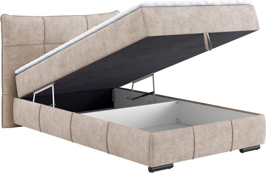 Mr. Couch Boxspring Brewdley met bedkist incl. matras Topmatras en sierkussen in verschillende hardheden beschikbaar