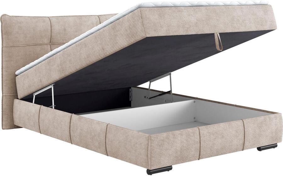 Mr. Couch Boxspring Brewdley met bedkist incl. matras Topmatras en sierkussen in verschillende hardheden beschikbaar