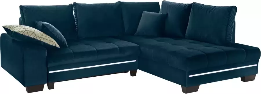 Mr. Couch Hoekbank Nikita 2 naar keuze met koudschuim (140 kg belasting zitting) met rgb-ledverlichting bluetooth-geluidssysteem en slaapfunctie