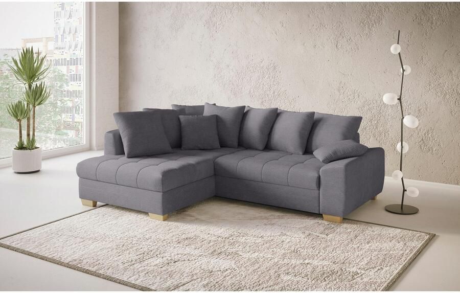 Mr. Couch Hoekbank Nikita II L-vorm Keuze met bedfunctie bedlade & RGB-LED-verlichting