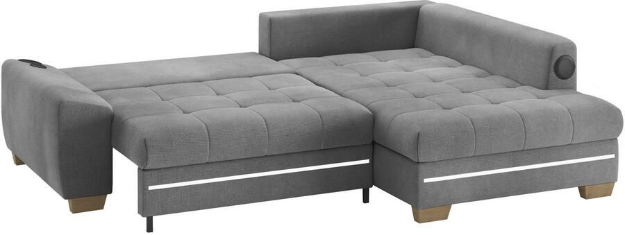 Mr. Couch Hoekbank Nikita II L-vorm met koudschuim rgb-led geluidssysteem optioneel met bed bedlade - Foto 3