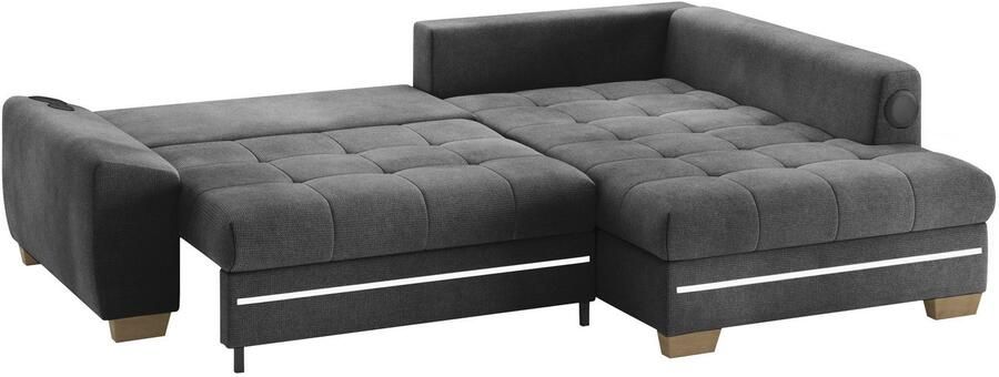 Mr. Couch Hoekbank Nikita II L-vorm met koudschuim rgb-led geluidssysteem optioneel met bed bedlade - Foto 3